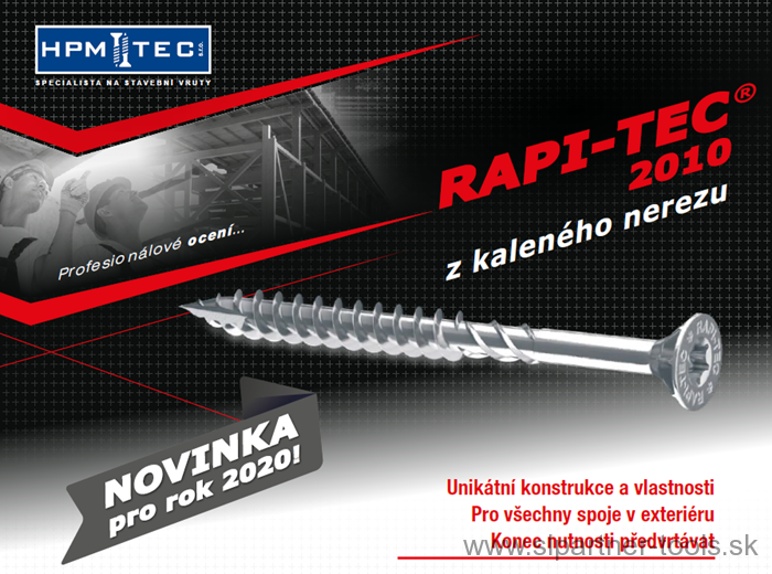 Konštrukčná skrutka kalený nerez ZAPUSTENÁ HLAVA malé balenia