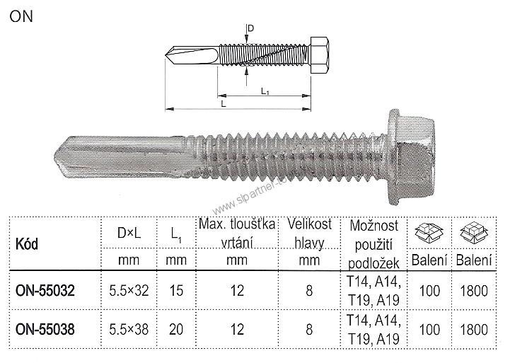 Skrutka samovrtná ON Ø5,5mm-prevŕtanie až do 12mm