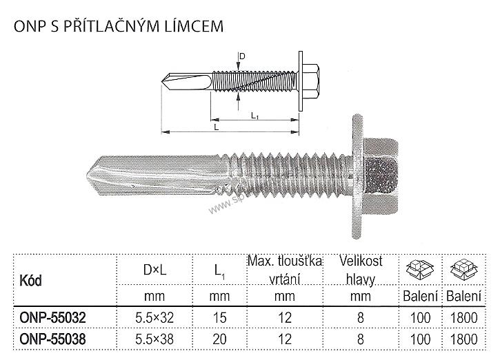 Skrutka samovrtná ONP Ø5,5mm-prevŕtanie až do 12mm